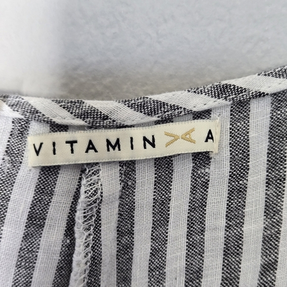 Vitamin A Linen Black Stripe Capri Jumpsuit - Picture 9 of 13